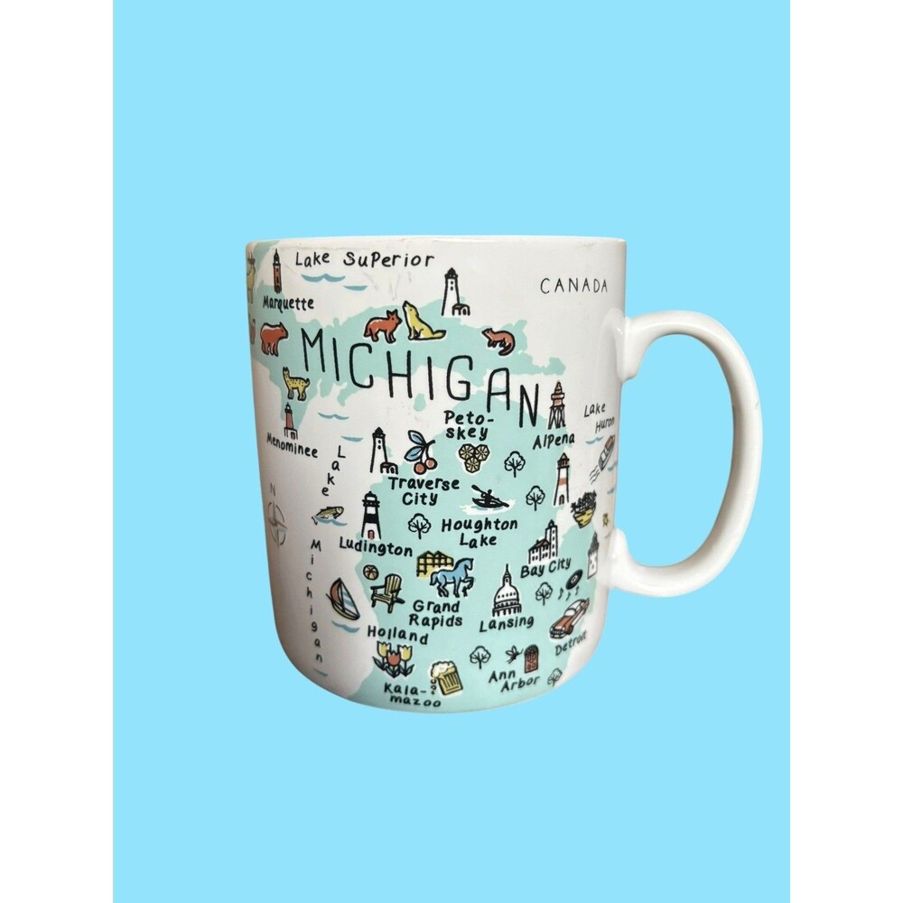 222 Fifth My Place Michigan UP And Mitten Map Jumbo 28 oz Mug